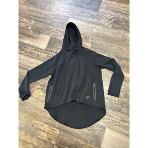 Womens Nike Tech Fleece Cape Jacket Size M Black Off Center Zipper Full Zip